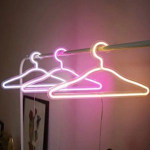 NIB Large LED Neon Coat Hanger Neon Light - White